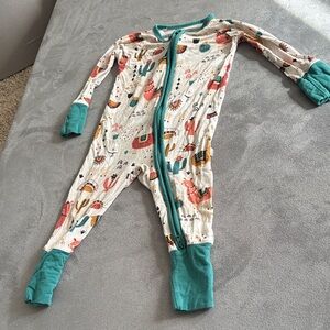 Little Sleepies llama Teal and Multicolor Footie